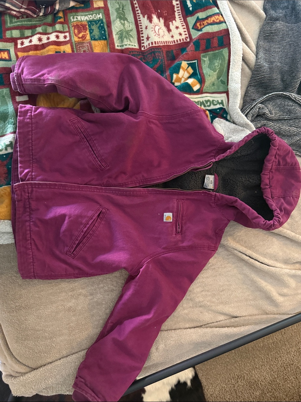 Carhartt Kids Hooded Puffer Jacket in Deep Magenta